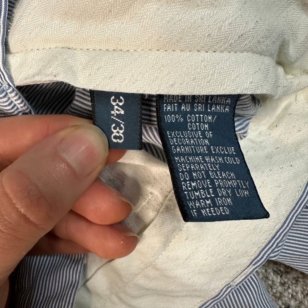 Polo Ralph Lauren Men Blue White Seersucker Striped Chino Pants 34x30 (Fits 28) - Picture 3 of 8